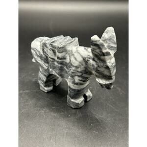 Vintage Carved Swirl Onyx Alabaster Stone Marble Donkey Mule Burro Figurine